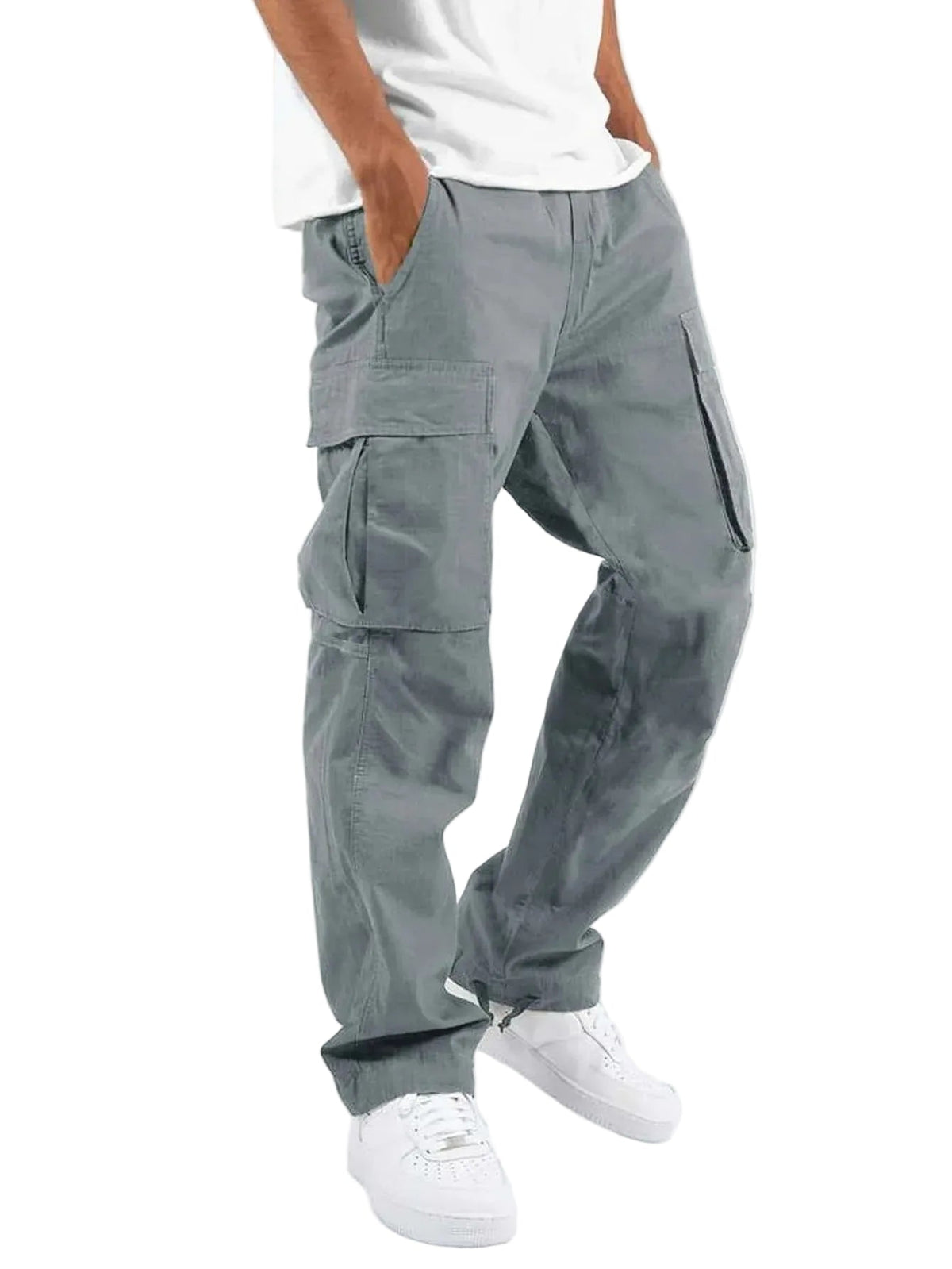 Spodnie cargo męskie prosta nogawka z wieloma kieszeniami - Arkadya Outlet - Men Pants