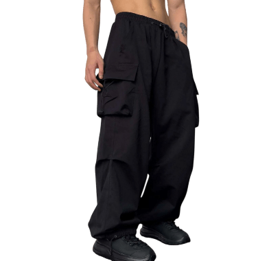 Spodnie cargo męskie szeroka nogawka z wieloma kieszeniami - Arkadya Outlet - Men Pants