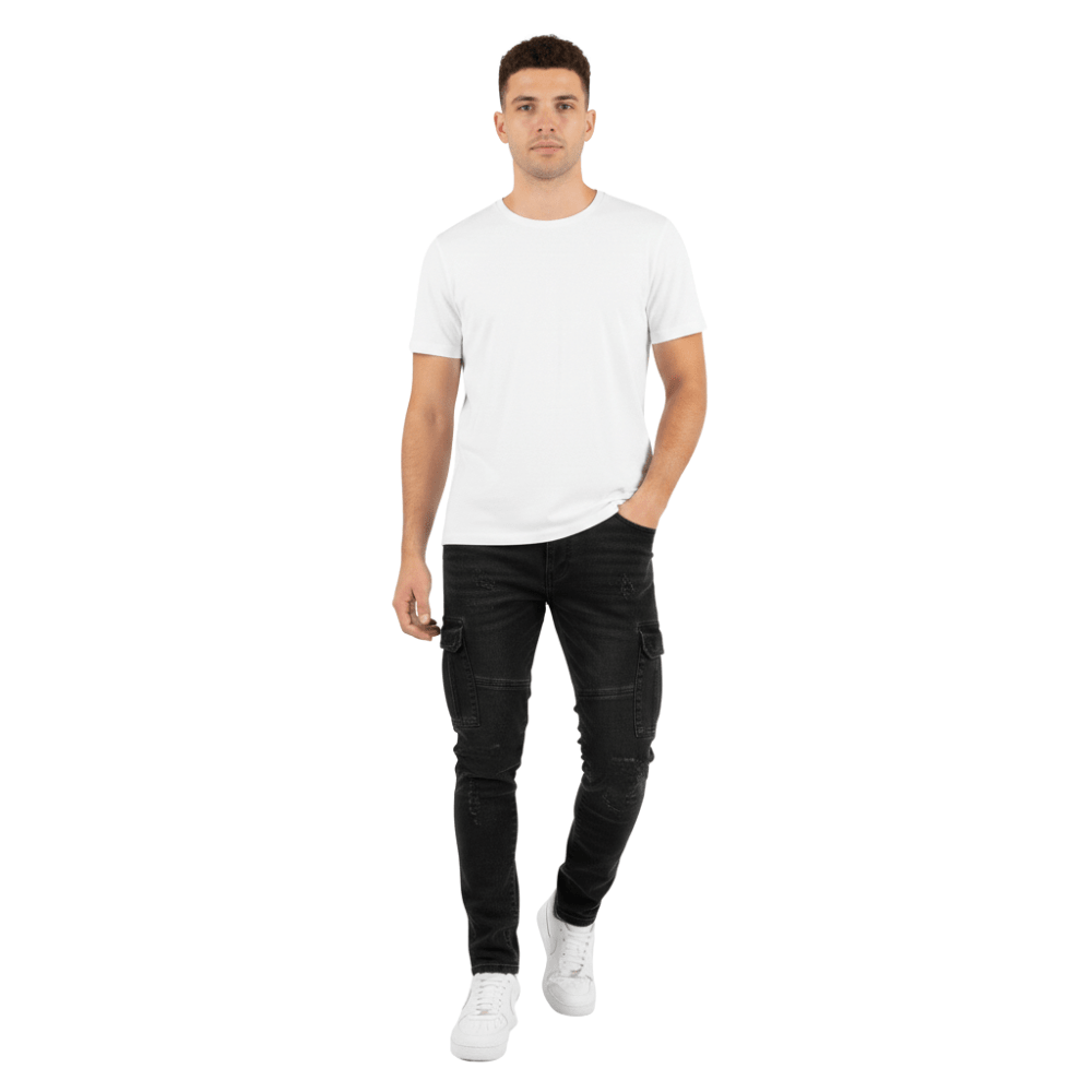 Spodnie cargo męskie wąski krój codzienne spodnie kieszeniowe - Arkadya Outlet - Men Pants