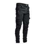 Spodnie cargo męskie wąski krój codzienne spodnie kieszeniowe - Arkadya Outlet - Men Pants