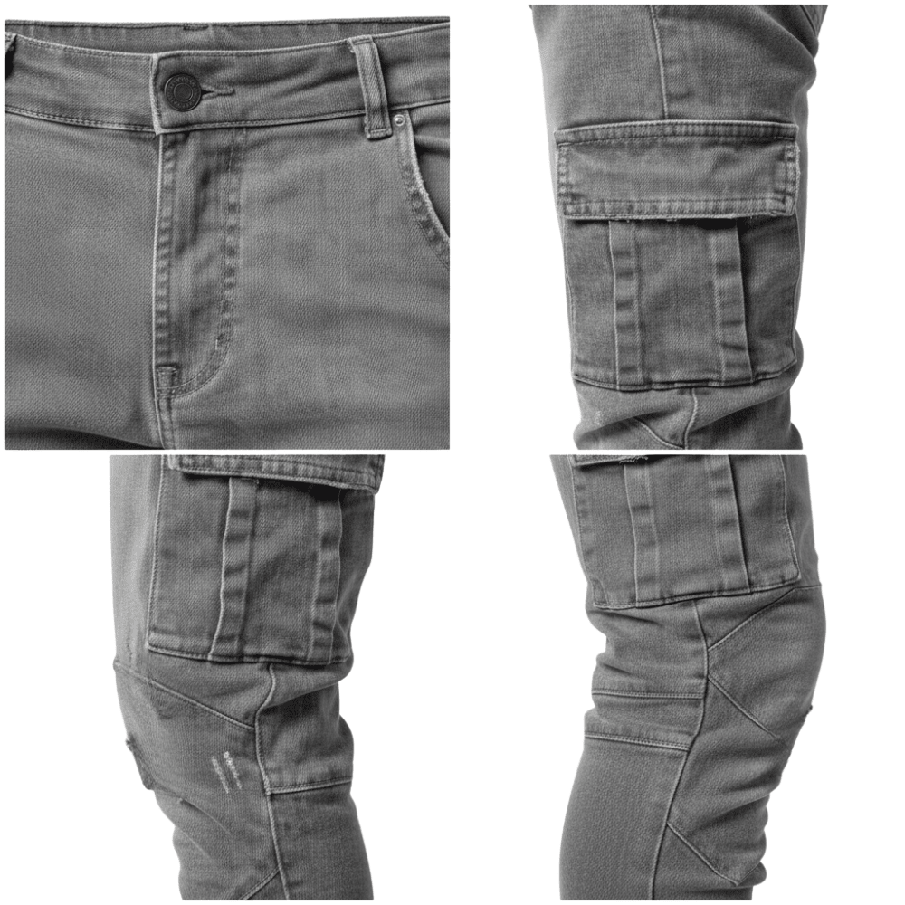 Spodnie cargo męskie wąski krój codzienne spodnie kieszeniowe - Arkadya Outlet - Men Pants