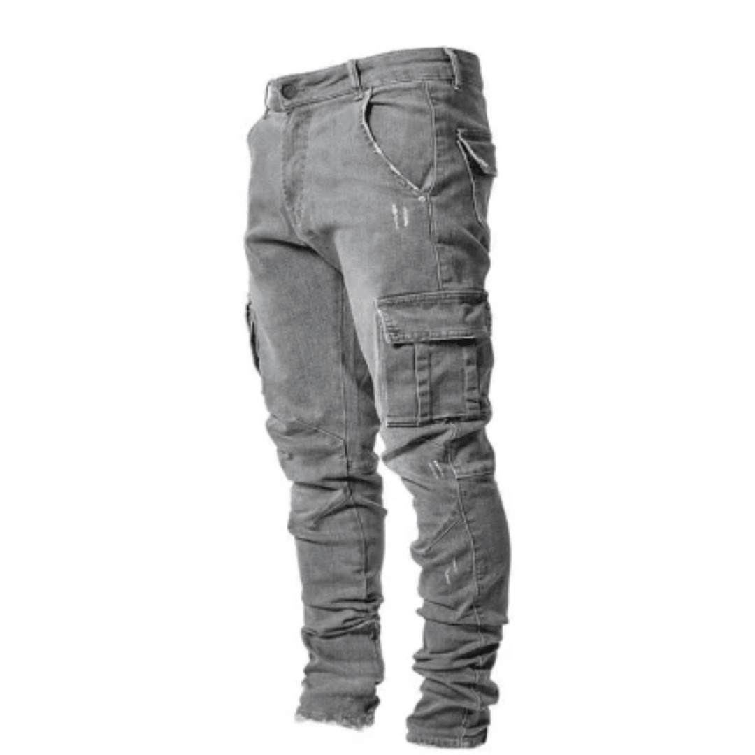 Spodnie cargo męskie wąski krój codzienne spodnie kieszeniowe - Arkadya Outlet - Men Pants