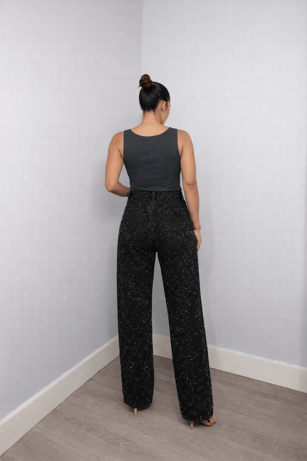 Spodnie damskie wysoki stan klasyczny krój - Arkadya Outlet - Women Pants