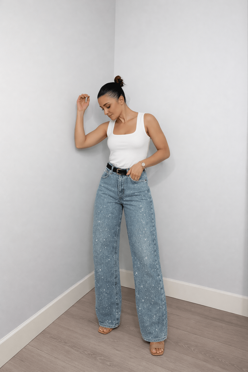 Spodnie damskie wysoki stan klasyczny krój - Arkadya Outlet - Women Pants