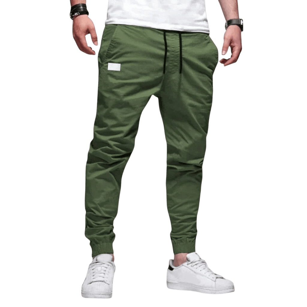 Spodnie joggerowe męskie krój slim ze ściągaczem w pasie i mankietach - Arkadya Outlet - Men Pants