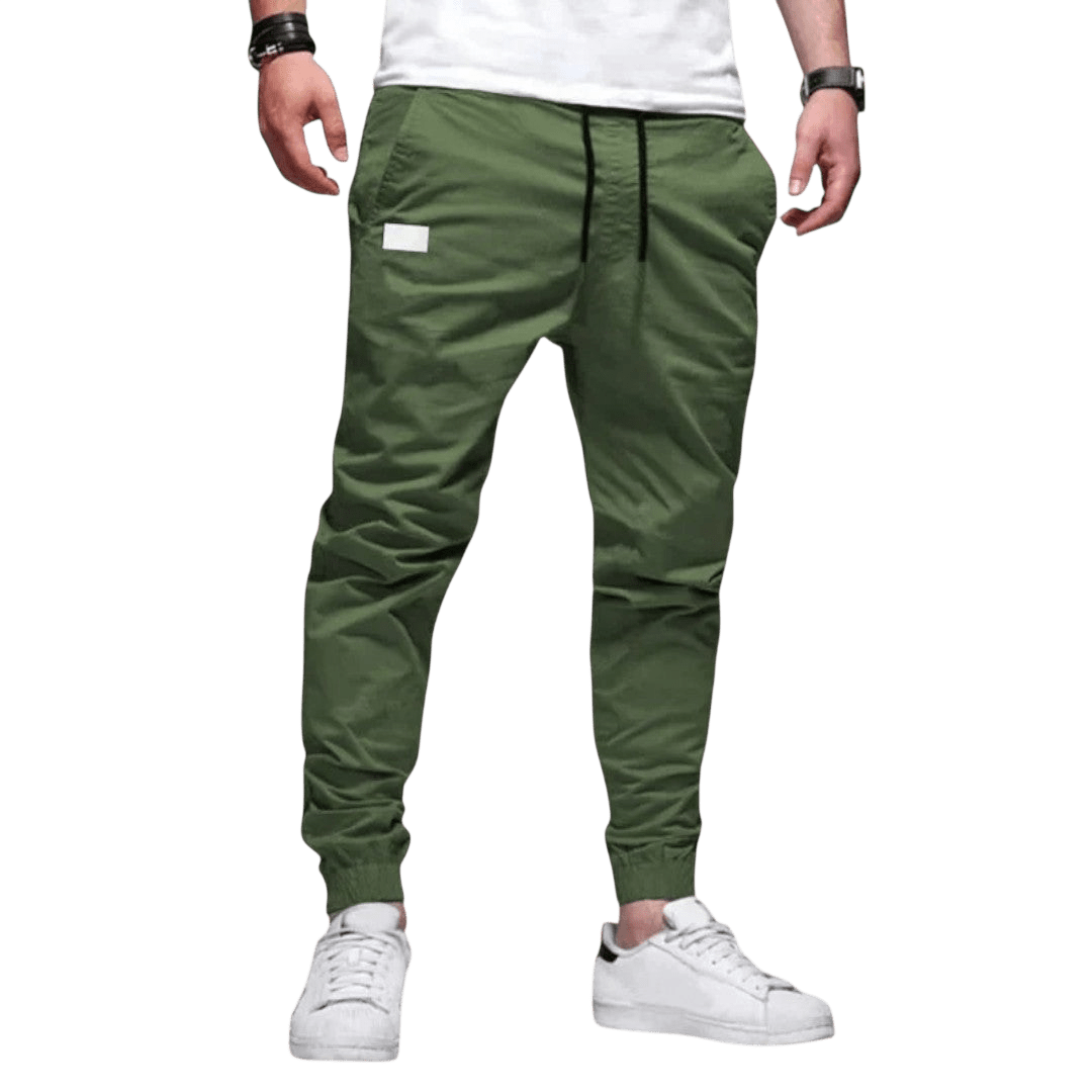 Spodnie joggerowe męskie krój slim ze ściągaczem w pasie i mankietach - Arkadya Outlet - Men Pants