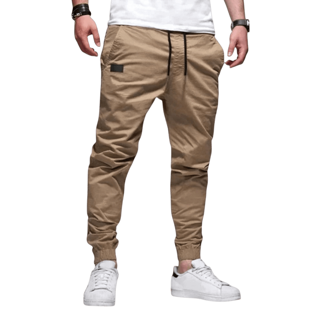 Spodnie joggerowe męskie krój slim ze ściągaczem w pasie i mankietach - Arkadya Outlet - Men Pants