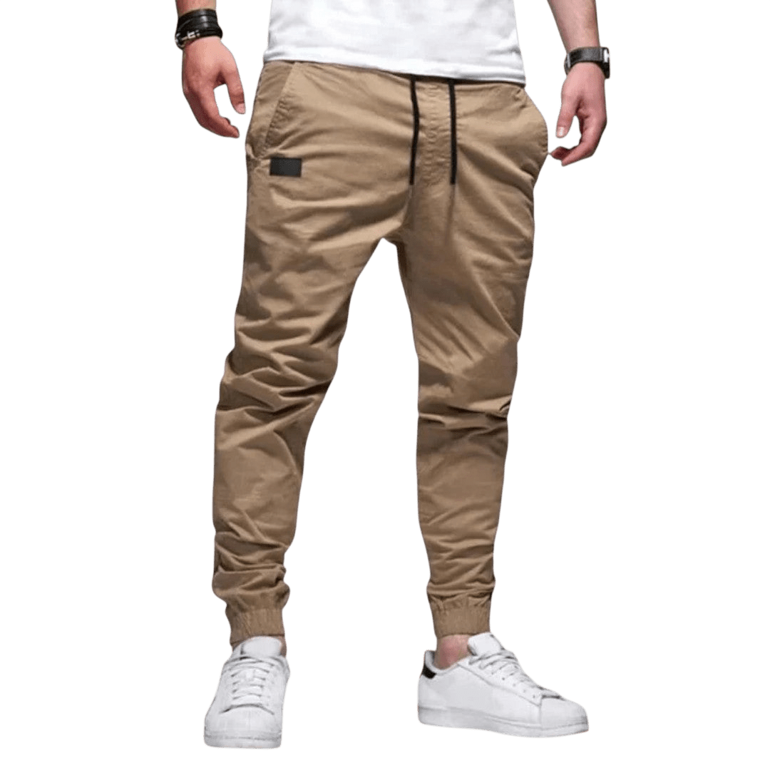 Spodnie joggerowe męskie krój slim ze ściągaczem w pasie i mankietach - Arkadya Outlet - Men Pants
