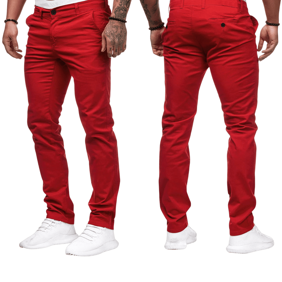 Spodnie męskie dopasowany krój prosta nogawka codzienny fason - Arkadya Outlet - Men Pants