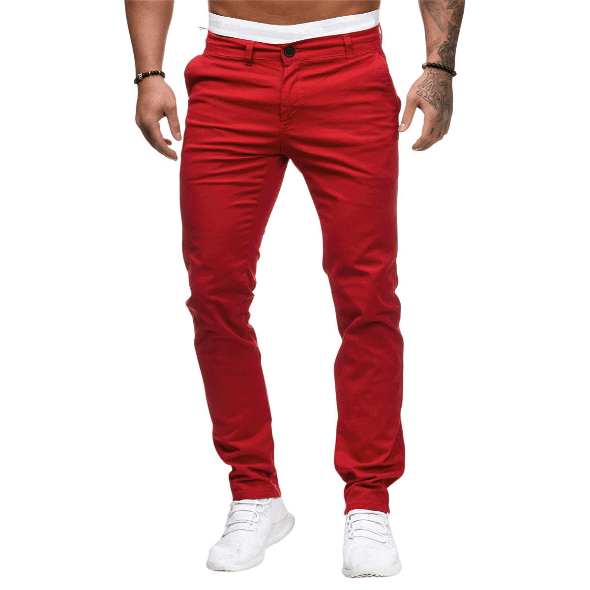 Spodnie męskie dopasowany krój prosta nogawka codzienny fason - Arkadya Outlet - Men Pants