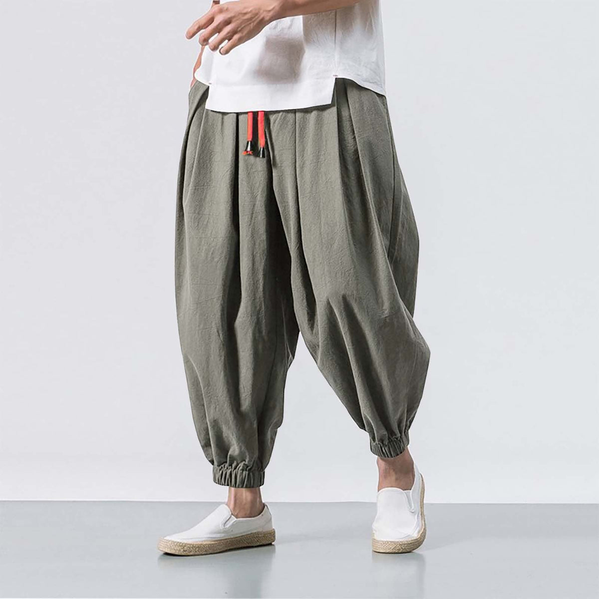 Spodnie Męskie Haremowe | Luźny Krój z Elastycznymi Mankietami - Arkadya Outlet - Trousers