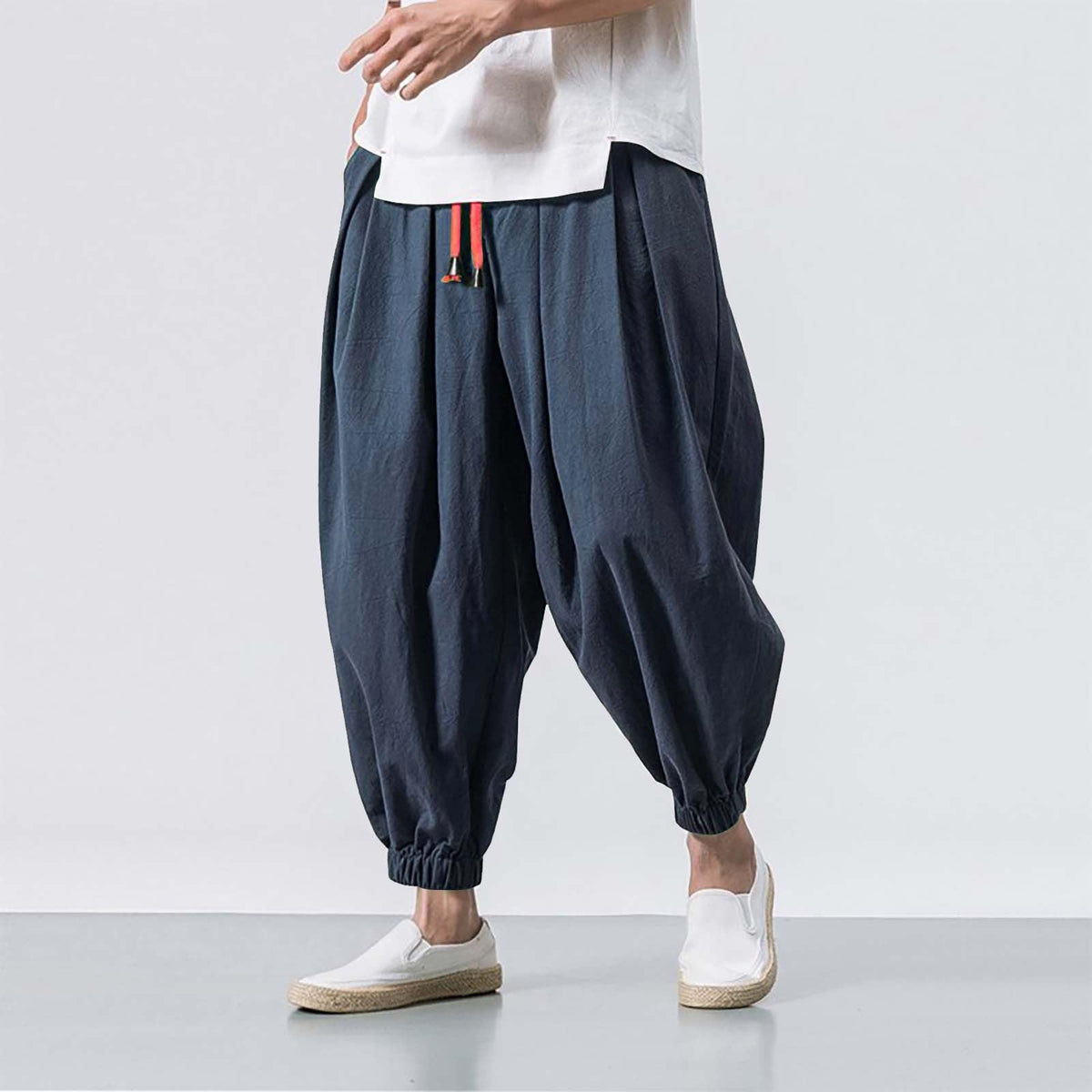 Spodnie Męskie Haremowe | Luźny Krój z Elastycznymi Mankietami - Arkadya Outlet - Trousers