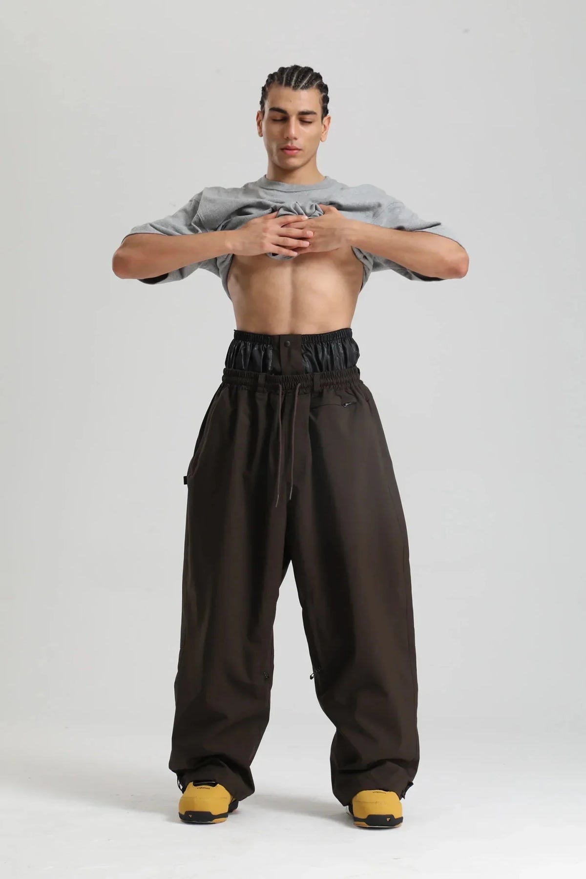 Spodnie Męskie | Szerokie nogawki i wysoki stan ze sznurkiem - Arkadya Outlet - Trousers