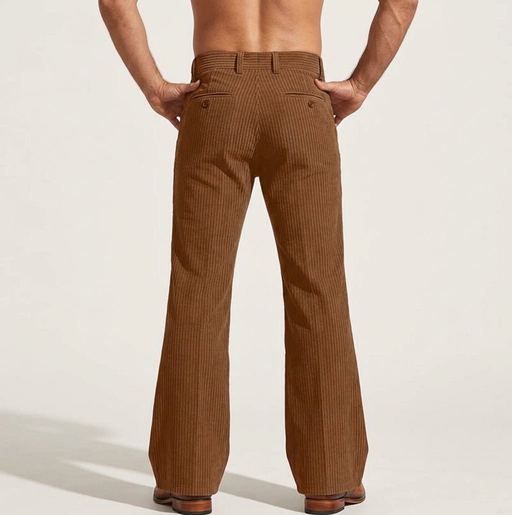 Spodnie Męskie | Szerokie nogawki z pionowym prążkiem i wysokim stanem - Arkadya Outlet - Trousers