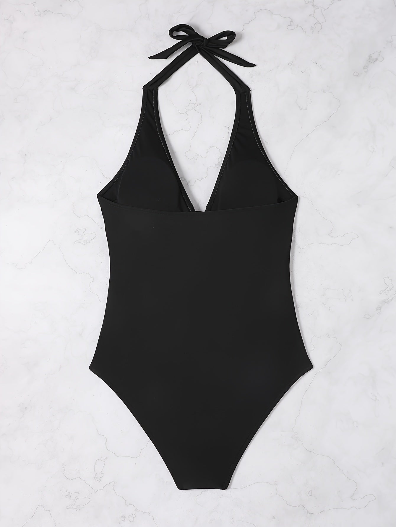 Strój kąpielowy damski jednoczęściowy z dekoltem halter i dekoltem V – wyjmowane wkładki - Arkadya Outlet - Women Swimwear