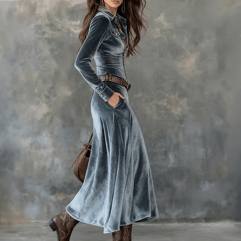 Sukienka Damska | Krój A-line z kołnierzem koszulowym i guzikami - Arkadya Outlet - Dresses