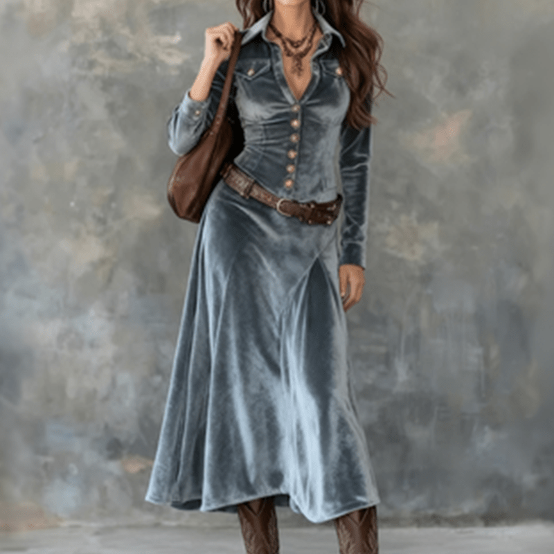 Sukienka Damska | Krój A-line z kołnierzem koszulowym i guzikami - Arkadya Outlet - Dresses