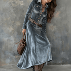 Sukienka Damska | Krój A-line z kołnierzem koszulowym i guzikami - Arkadya Outlet - Dresses