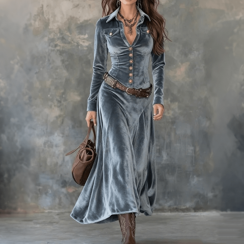 Sukienka Damska | Krój A-line z kołnierzem koszulowym i guzikami - Arkadya Outlet - Dresses