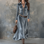 Sukienka Damska | Krój A-line z kołnierzem koszulowym i guzikami - Arkadya Outlet - Dresses
