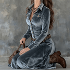 Sukienka Damska | Krój A-line z kołnierzem koszulowym i guzikami - Arkadya Outlet - Dresses