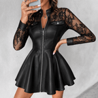 Sukienka Damska | Krój A-line z koronkowymi rękawami mini - Arkadya Outlet - Dresses