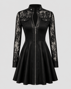 Sukienka Damska | Krój A-line z koronkowymi rękawami mini - Arkadya Outlet - Dresses