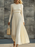 Sukienka Damska Maxi | Dopasowany Gorset z Plisowanym Dołem - Arkadya Outlet - Dresses