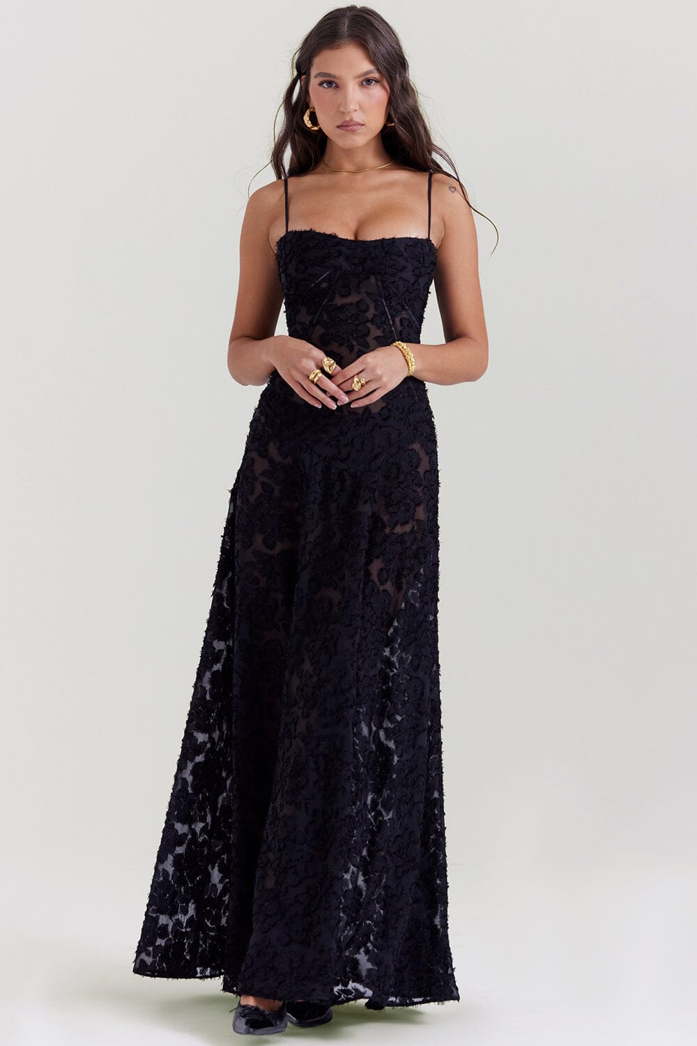 Sukienka Damska Maxi | Pełna długość z dekoracyjnymi detalami - Arkadya Outlet - Dresses