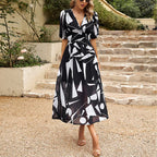 Sukienka Damska Midi | Dekolt V i bufiaste rękawy - Arkadya Outlet - Dresses