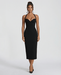 Sukienka Damska Midi | Gorsetowy tył z wiązaniem i rozcięciem - Arkadya Outlet - Dresses