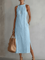 Sukienka Damska Midi | Luźny Krój z Koronkowymi Wstawkami i - Arkadya Outlet - Dresses