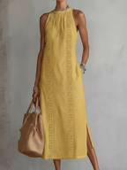 Sukienka Damska Midi | Luźny Krój z Koronkowymi Wstawkami i - Arkadya Outlet - Dresses