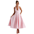 Sukienka damska z dekoltem halter bez rękawów – elegancki krój - Arkadya Outlet - Women Midi Dress
