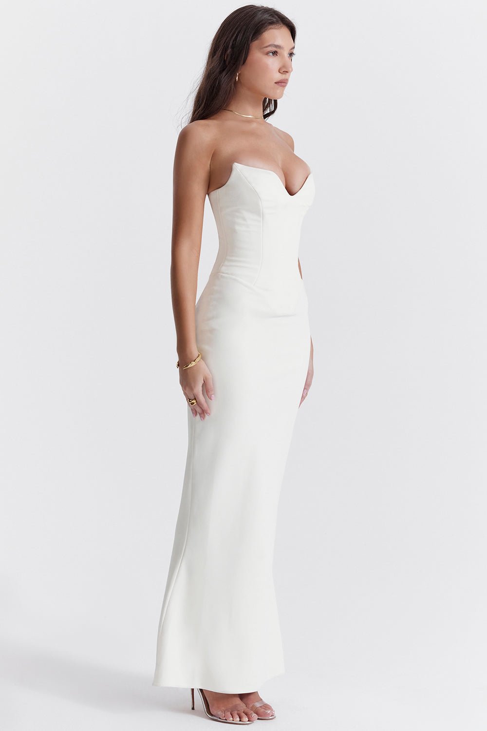 Sukienka gorsetowa bez ramiączek dopasowana - Arkadya Outlet - Women Maxi Dress