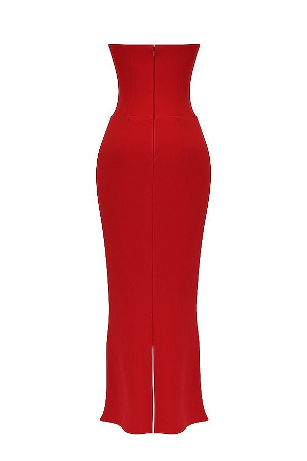 Sukienka gorsetowa bez ramiączek dopasowana - Arkadya Outlet - Women Maxi Dress