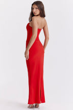 Sukienka gorsetowa bez ramiączek dopasowana - Arkadya Outlet - Women Maxi Dress