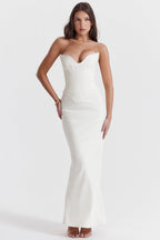 Sukienka gorsetowa bez ramiączek dopasowana - Arkadya Outlet - Women Maxi Dress