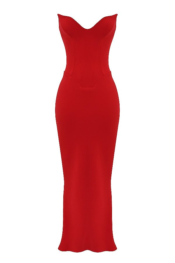 Sukienka gorsetowa bez ramiączek dopasowana - Arkadya Outlet - Women Maxi Dress
