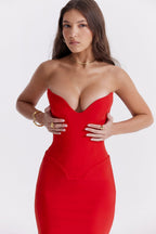 Sukienka gorsetowa bez ramiączek dopasowana - Arkadya Outlet - Women Maxi Dress
