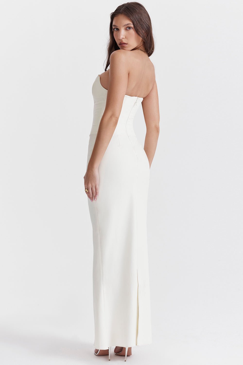 Sukienka gorsetowa bez ramiączek dopasowana - Arkadya Outlet - Women Maxi Dress