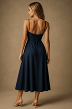 Sukienka koktajlowa midi A - line z zaznaczoną talią - Arkadya Outlet - Women Midi Dress