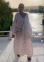 Sukienka koszulowa maxi oversize z haftem - Arkadya Outlet - Women Maxi Dress
