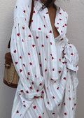 Sukienka koszulowa maxi oversize z haftem - Arkadya Outlet - Women Maxi Dress