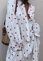 Sukienka koszulowa maxi oversize z haftem - Arkadya Outlet - Women Maxi Dress