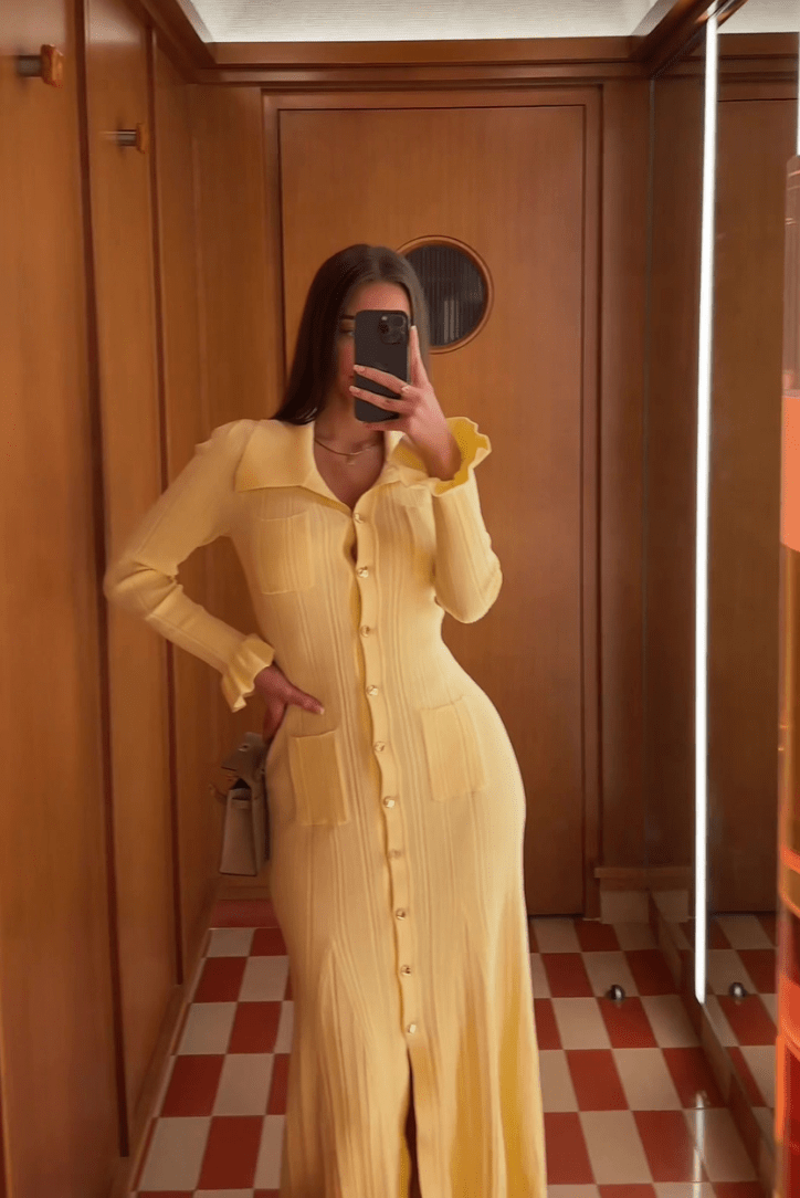 Sukienka koszulowa midi z falbankami - Arkadya Outlet - Women Midi Dress