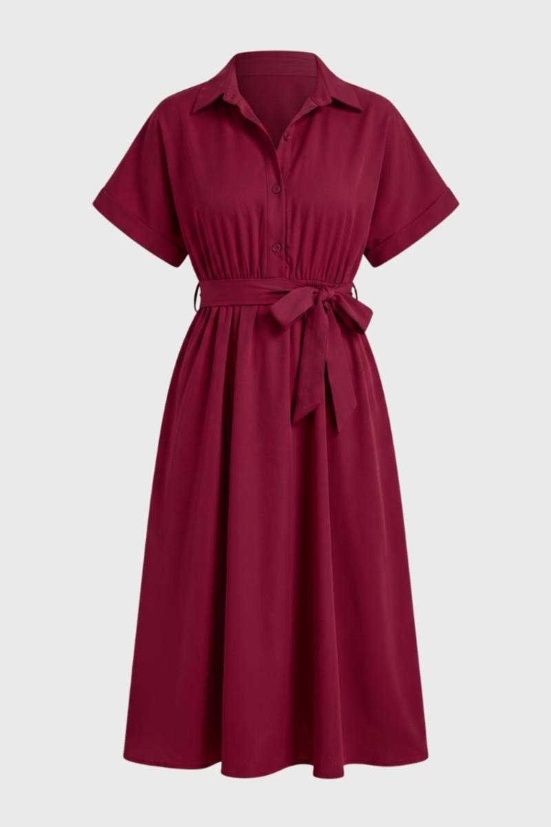 Sukienka koszulowa midi z paskiem - Arkadya Outlet - Women Midi Dress