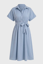 Sukienka koszulowa midi z paskiem - Arkadya Outlet - Women Midi Dress