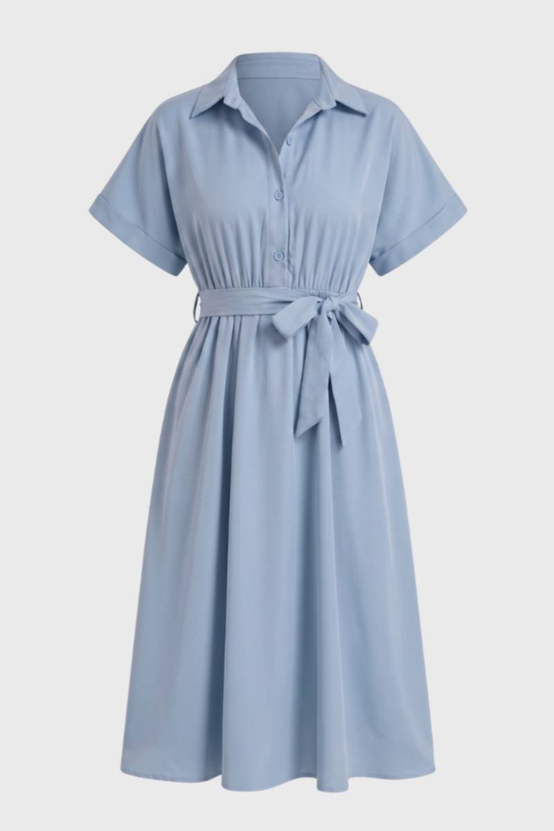 Sukienka koszulowa midi z paskiem - Arkadya Outlet - Women Midi Dress