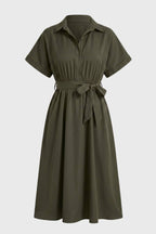 Sukienka koszulowa midi z paskiem - Arkadya Outlet - Women Midi Dress